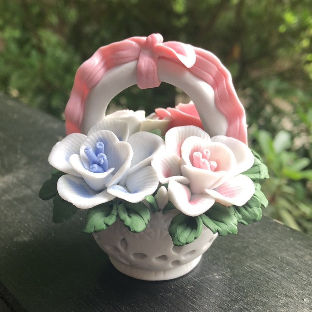 Cottage Basket Flowers Porcelain